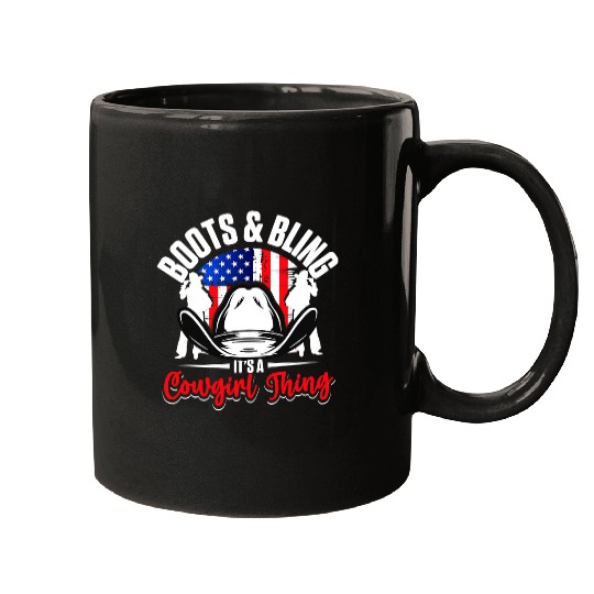 Horse Pet Rodeo Riding USA Boots Bling Its A Cowgirl Thing Mugs