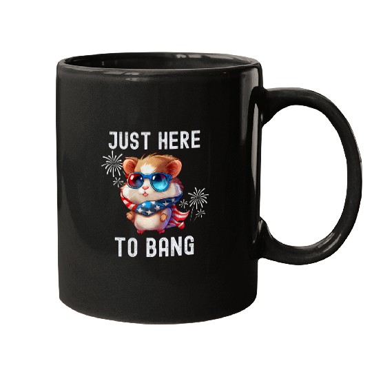 Hamster Pet Just Here To Bang USA Flag Funny Hamster 4th Of July Eagle Mugs