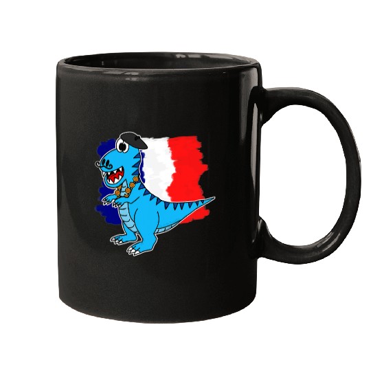 Dinosaur Pet Bastille Day Happy 14th July Dinosaur French TRex Funny Mugs