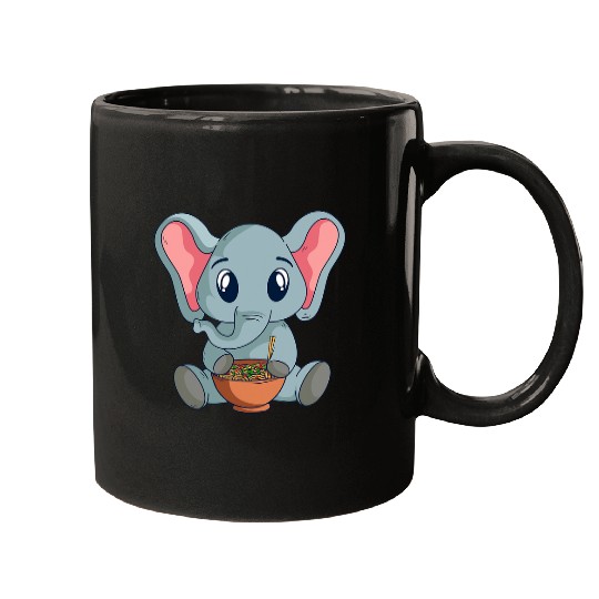 Elephant Mammal Eating Pho King Vietnamese Pho Noodle Soup Mugs