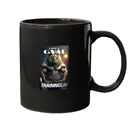 Mens Training Day Lion Gym Fitness Gym Bodybuilder Training Mugs
