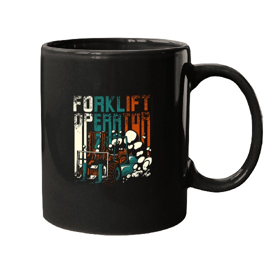 Forklift Fun vintages retro forklift operator Mugs