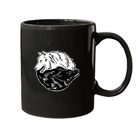 Coyote Mammal Ying Yang Wolves 2Spirit Animal 2Therian Mugs