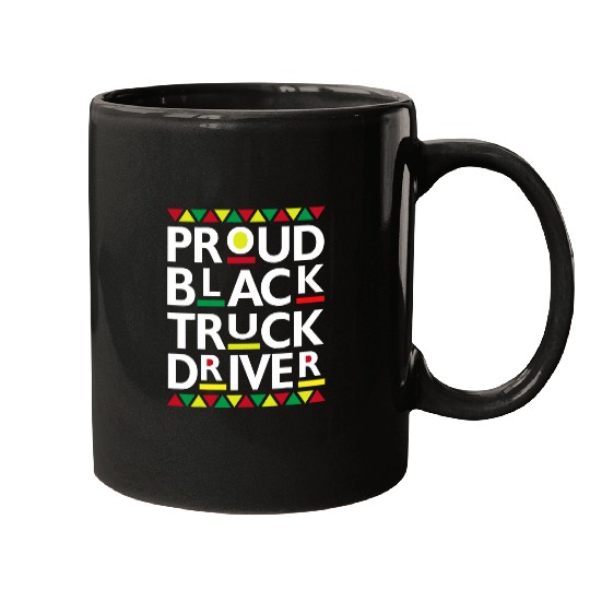 Truck Fun Proud Black Truck Driver Big Rig 18 Wheeler Semi Trucker Mugs