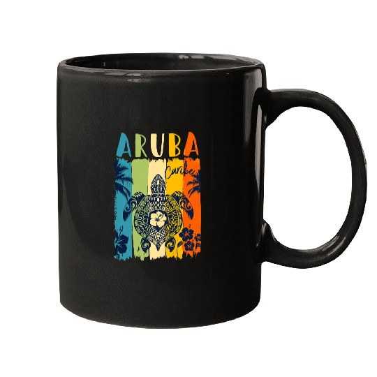 Turtle Pet Retro Aruba Caribe Family Vacation 14 Mugs