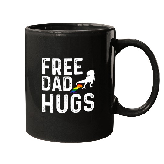 Dinosaur Pet LGBT  Dad Hugs LGBT Pride Rainbow Dinosaur rexs Fathers Day Mugs