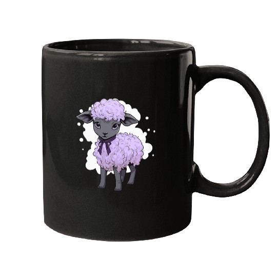 Sheep Pet Lamb Lavender Pastel Cute Baby Sheep Kawaii Purple Aesthetic Mugs