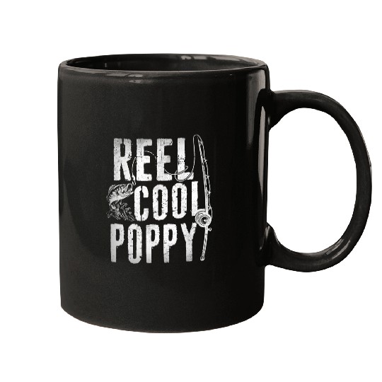 Fishing Fun Fathers Day Papa Daddy Funny Reel Cool Poppy Mugs