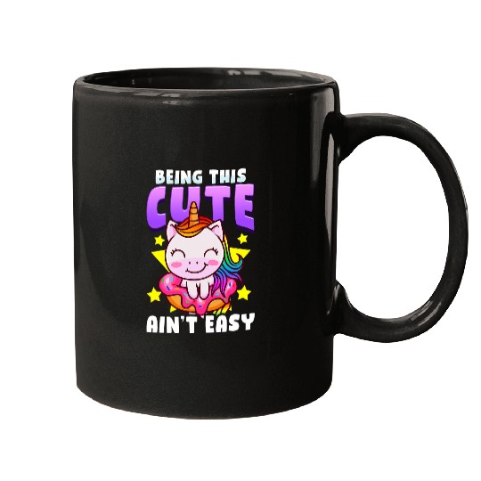 Unicorn Pet Chibi Kawaii Anime Unicorn On Donut Pastel Goth for Kids Mugs