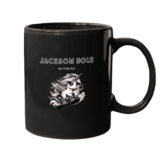 Unicorn Pet Jackson Hole Wyoming Cool Snowboard Mugs