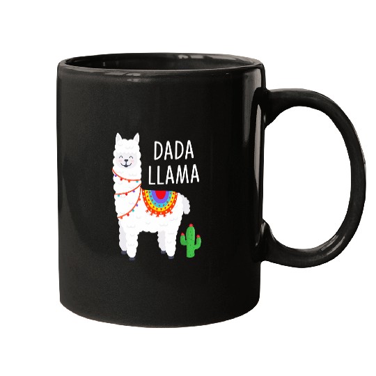 Llama Pet Mens Dada Llama Funny Dad Fathers Day Llama Cactus Men Mugs