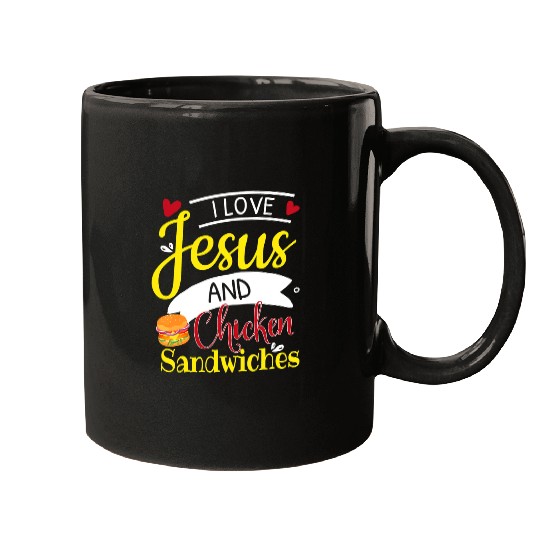 Chicken Pet Sandwich Jesus Religious Chicken Burger Mugs