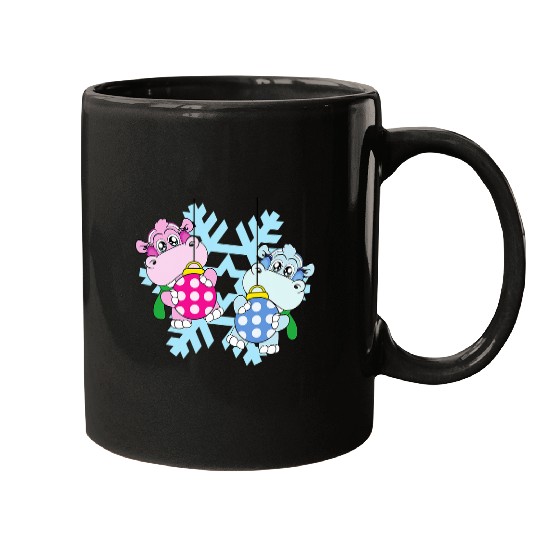 Hippo Pet Christmas Balls Winter Snowflake Snow Mugs
