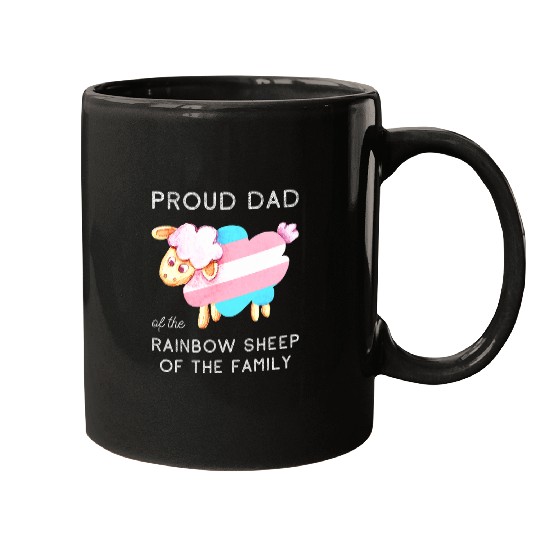 Sheep Pet Trans Flag Rainbow Sheep Proud Dad LGBTQ Transgender Pride Mugs