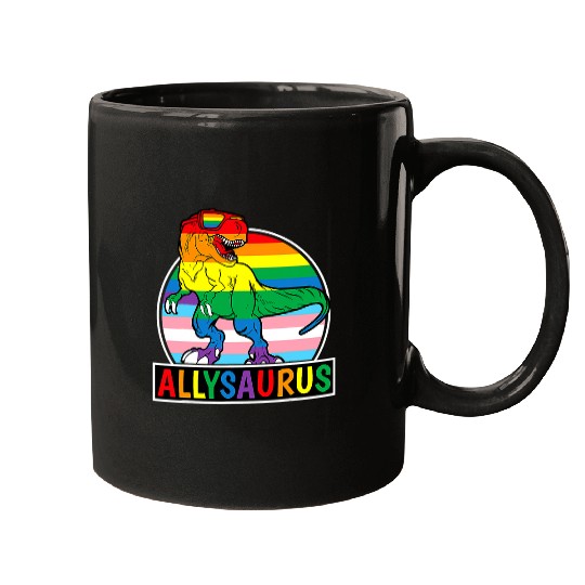 Dinosaur Pet LGBT Allysaurus Rainbow Dinosaur T rexs LGBT Gay Lesbian Pride 1 Mugs