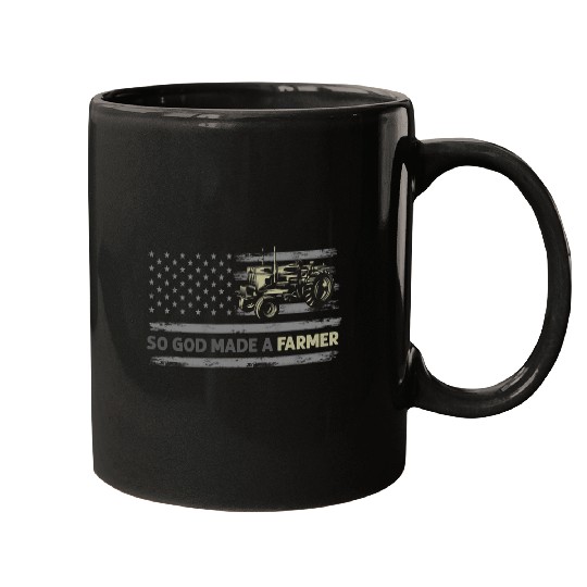Tractor Fun driving American Flag Tractor God Made A Farmer Farming Mugs