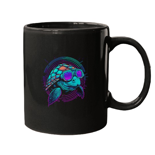 Turtle Pet Retro 1980s 1990s Vaporwave japanese turtle aesthetic Mugs
