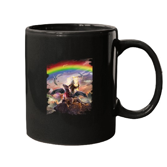 Sloth Pet Riding Dragon Space Rainbow Dinosaur Mugs