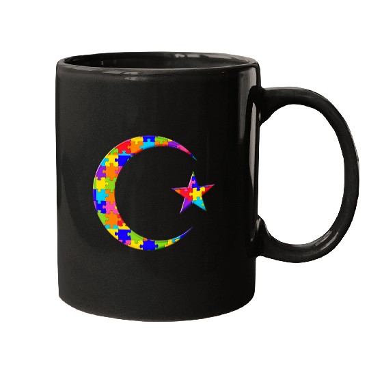 Autism Puzzle Crescent Moon Eid Ramadan kareem Jigsaw Autism Puzzle Mugs