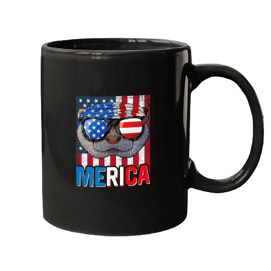 Otter Pet Otters Merica Otter 4th of July Gifts American Flag For Men Women Mugs