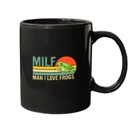 Frog Pet Retro MILF Man I Love Frogs Funny Saying Frog Lover Mugs