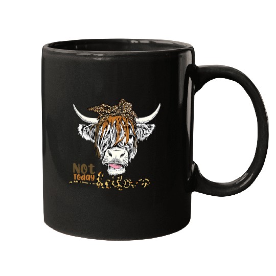 Cow Pet Leopard Highland Cow Not Today Heifer Western Farm Animals 34 Mugs