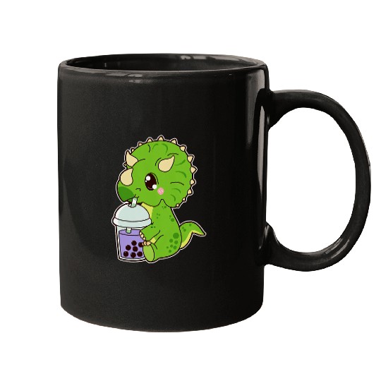 Dinosaur Pet Kawaii Cute Boba Triceratops Dinosaur Bubble Milk Tea Mugs