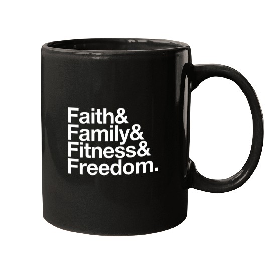 Faith Family Freedom Fitness List 2USA God Religion Christ Mugs