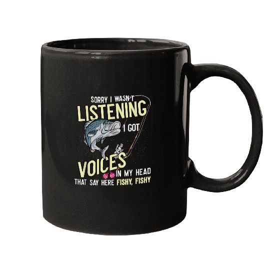 Fishing Fun Wasnt Listening Voices In Head Fishy Striped Bass Fishing Mugs