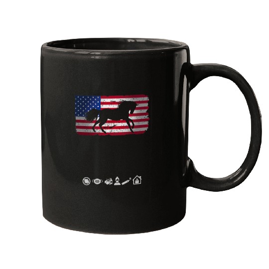 Horse Pet  With American Flag Graphic Plus Size Mugs