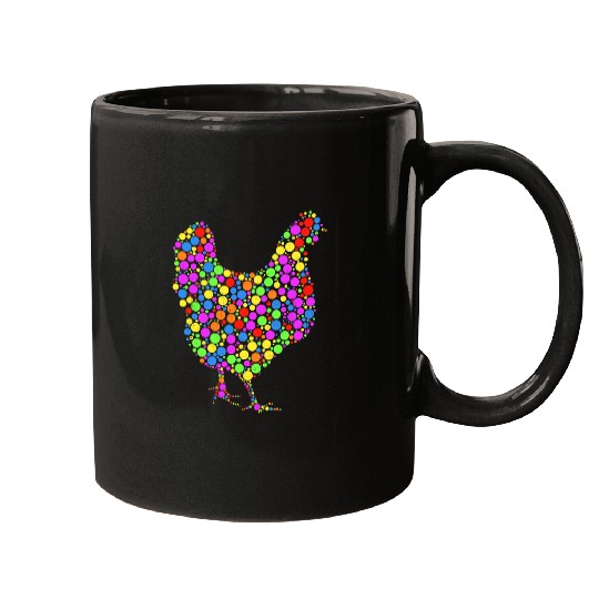 Chicken Pet Cute Funny Colored Dot Chicken International Dot Day Mugs