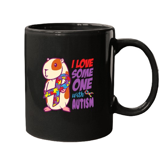 Guinea Pig Pet Autistic I Love Someone With Autism 2Guinea Pig Puzzle Pieces Mugs