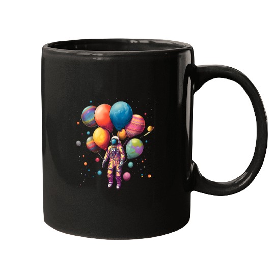 Astronaut Job Boy Planet Balloons Solar System Astronomy Space Astronaut Mugs