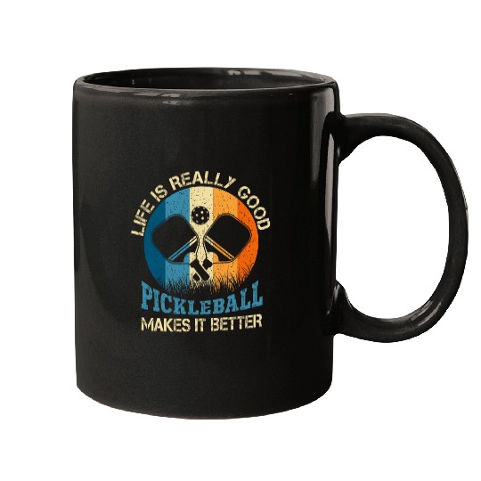 Sport Pickleball Retro vintagess Life is Really Good Pickleball Makes It Better Mugs