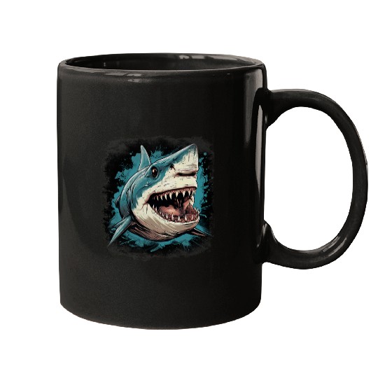 Fishing Fun fierce great white shark large sharp teeth deep sea fishing Mugs