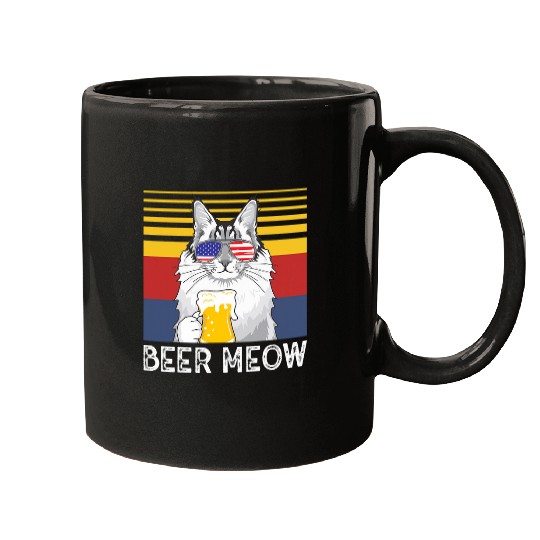 Beer Fun Maine Coon Cat Beer Meow Mugs