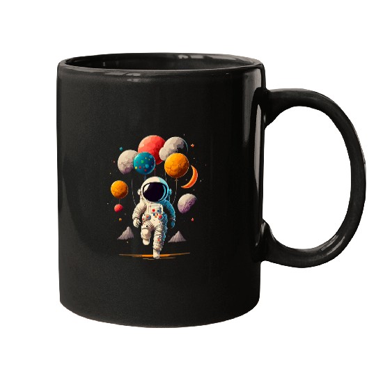 Astronaut Job holding Planet Balloons Solar System space 43 Mugs