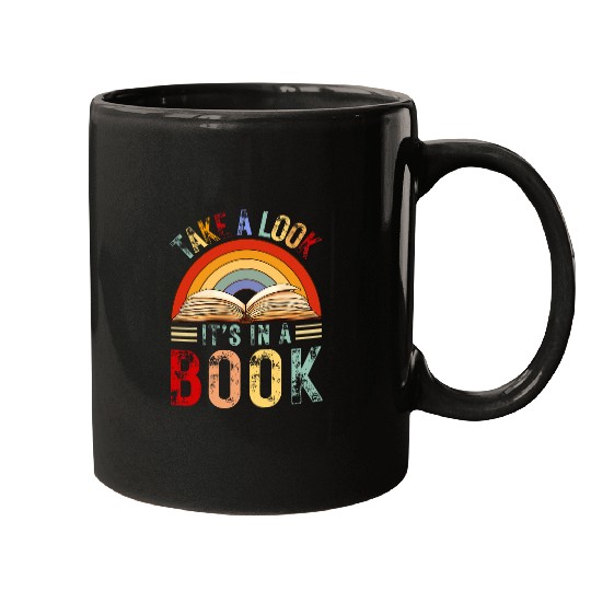 Book Fun Cool Rainbow Reading Take A Look Its In A Book Retro vintages Mugs
