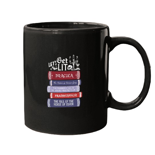 Book Fun Lets Get Lit vintages Horror Book Lovers Bookworm Reading Mugs