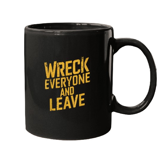 Sport Wrestling vintages Distressed Wreck Everyone and Leave Wrestling Match Mugs