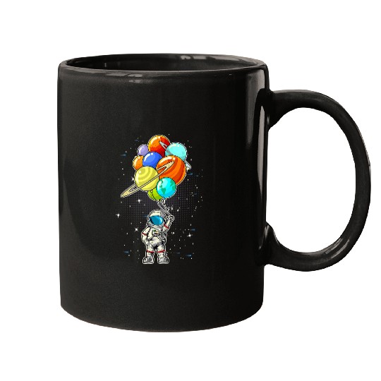 Astronaut Job Holding Planet Balloons Solar System Space Kids Mugs