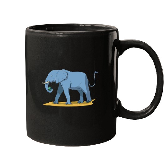 Elephant Pet Holding Melon With Its Trunk Mugs