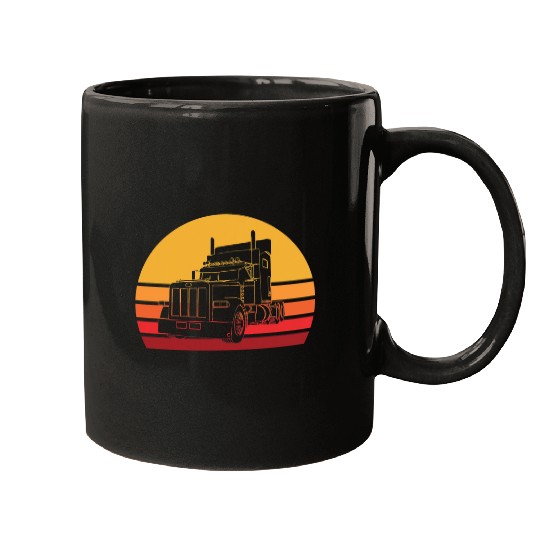 Truck Fun Retro Big Rig Truck vintages Semi Trailer Trucker Mugs