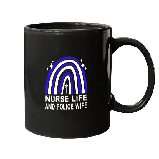 nurses Job Life And Police Wife American Rainbow For Women Men 5 Mugs