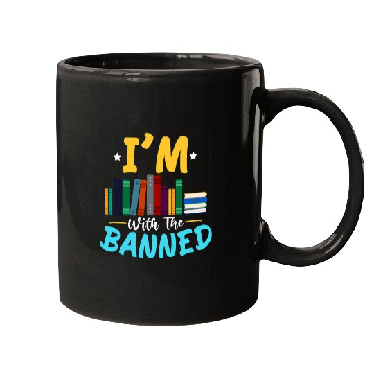 Book Fun Funny Retro Im With The Banned Mugs