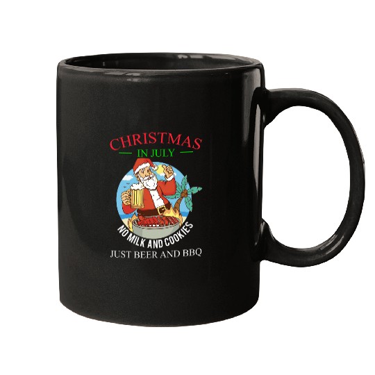 Beer Fun Christmas In July No Milk And Cookies Just Beer And BBQ 22 Mugs