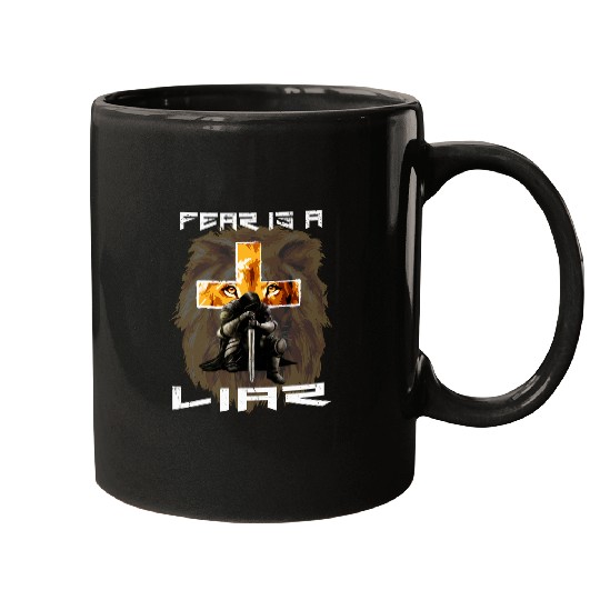 Lion Pet Fear Is a Liar Lion Judah Christian Religious Cross Graphic Mugs