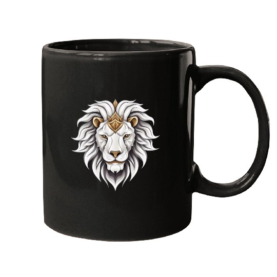 Lion Pet Face White with Golden Accents Animal Lover Mugs