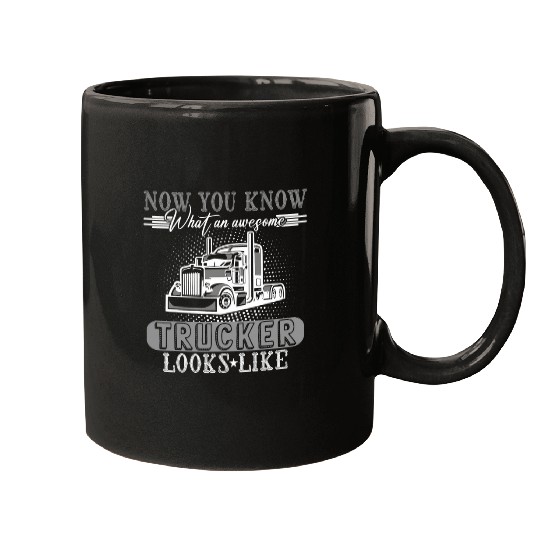 Truck Fun Awesome Trucker Big Rig SemiTrailer Truck Driver Gift 4 Mugs
