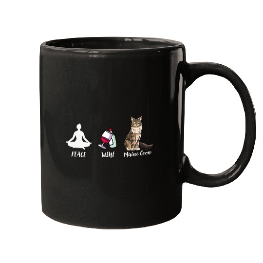 Wines Fun Cute Main Coon Cat Design Peace Wines Maine Coon Mugs